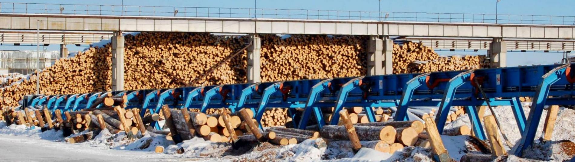 Highly precise logs sorting line,<br>660 000 m3 per year